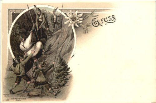 Gruss aus den Bergen - Litho