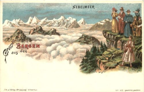 Gruss aus den Bergen - Litho
