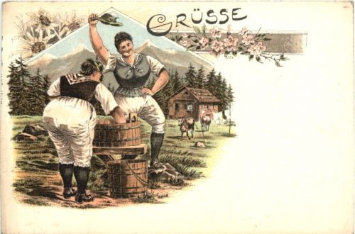 Gruss aus den Bergen - Litho