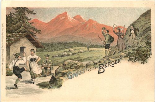 Gruss aus den Bergen - Litho