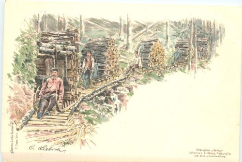 Elsass Lothringen - Holzschlitten - Künstler Ak C- Liebich