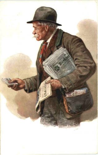 Zeitungsverkäufer - Künstler Ak