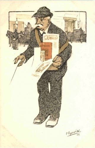 Zeitungsverkäufer - Künstler Ak