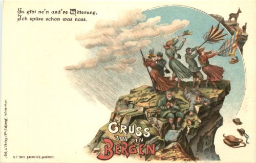 Gruss aus den Bergen - Litho