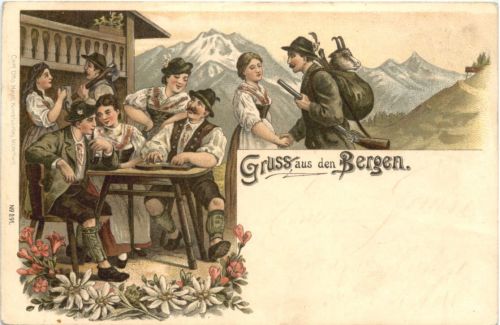 Gruss aus den Bergen - Litho