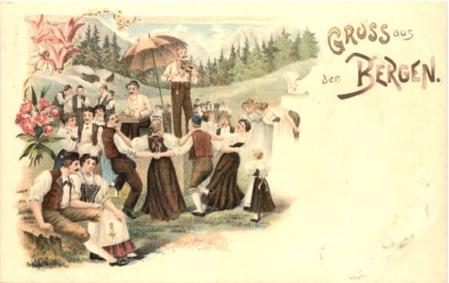 Gruss aus den Bergen - Litho