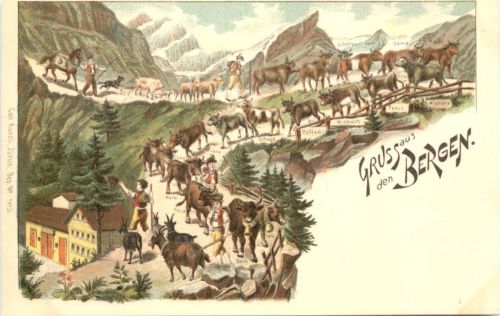 Gruss aus den Bergen - Litho