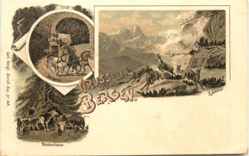 Gruss aus den Bergen - Litho