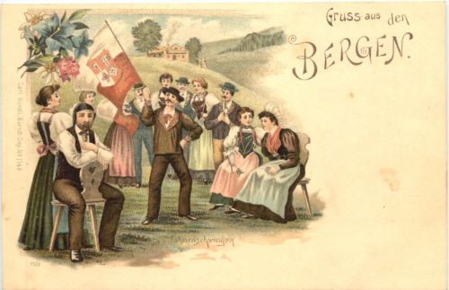 Gruss aus den Bergen - Litho