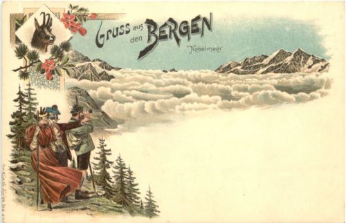 Gruss aus den Bergen - Litho