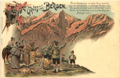 Gruss aus den Bergen - Litho