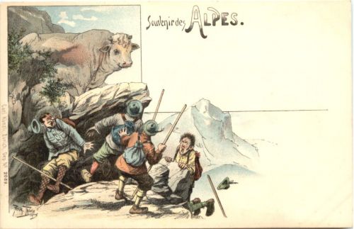 Souvenir des Alpes - Litho - Künstler Ak Arthur Thiele