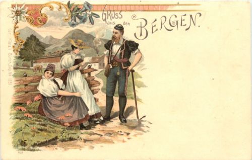 Gruss aus den Bergen - Litho