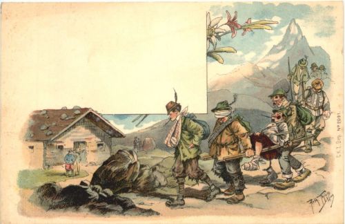 Bergsteiger - Litho - Künstler Ak Arthur Thiele