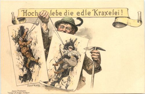 Hoch lebe die Kraxelei - Litho - Künstler Ernst Platz