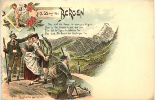Gruss aus Bergen - Litho - Ländliche Schönheit