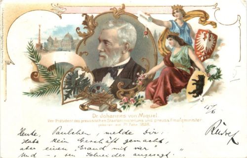 Dr. Johannes von Miquel - Preussischer Finanzminister - Litho