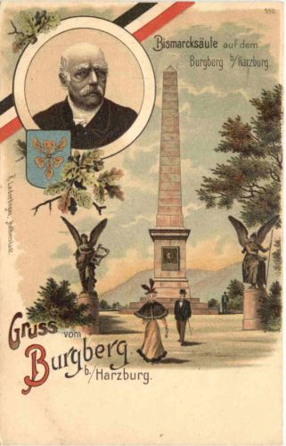 Grussvom Burgberg bei Harzburg - Bismarck - Litho