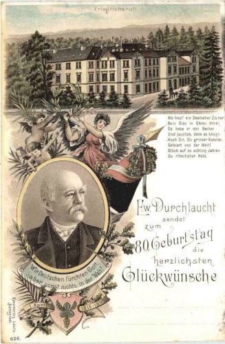 Friedrichsruh - Fürst von Bismarck 80. Geburtstagsparty- Prägekarte