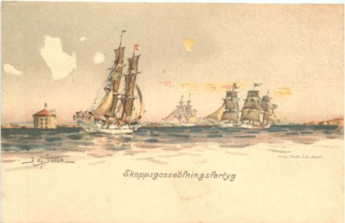 Segelschiff Skeppsgosseöfningsfartyg - Litho