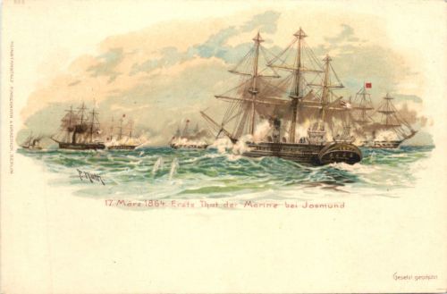 Erste That der Marine bei Jasmund - Litho - Rügen - Litho