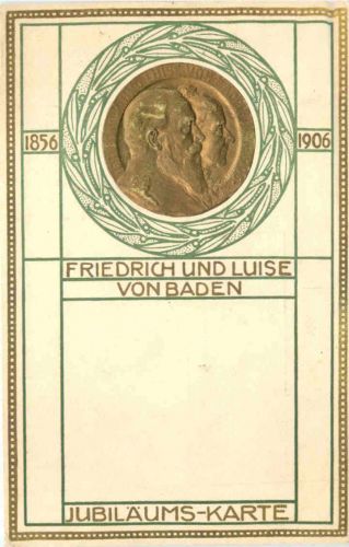 Friedrich und Luise von Baden - Jubiläums-Karte - Litho