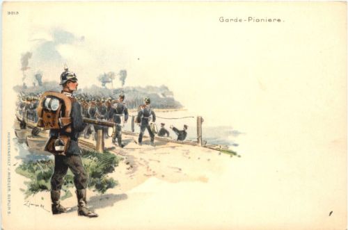 Garde Piniere- Künstler Ak Zimmer - Litho