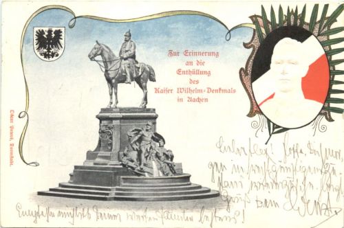 Aachen - Enthüllung Kaiser Wilhelm Denkmal - Litho - Privatganzsache PP15 D7