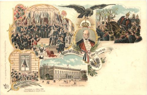 100. Geburtstag Kaiser Wilhelm I - Litho