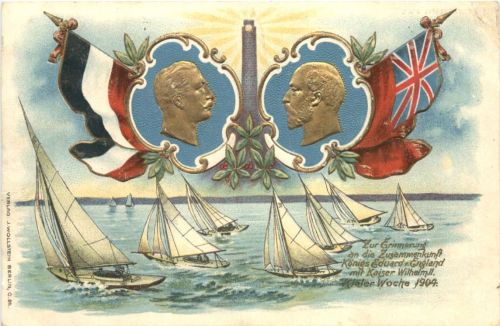 Kiel - Kaiser Wilhelm II - Eduard von England - Litho