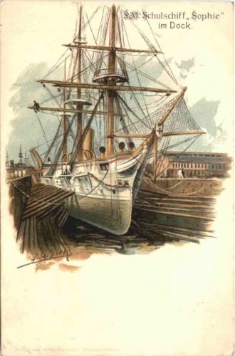 SM Schulschiff Sophie - Künstler Ak Siehl - Litho