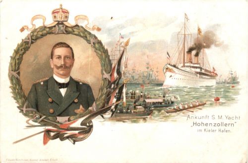 Ankunft SM Yacht Hohenzollern im Kieler Hafen - Litho