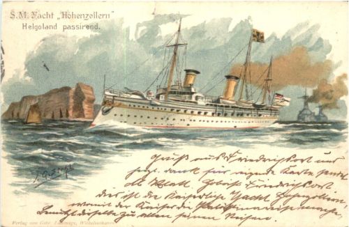 Helgoland - SM Yacht Hohenzollern - Litho