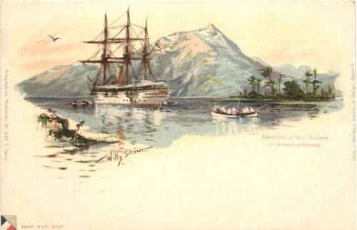 SM Albatross in der Südsee - Litho