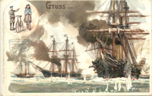 Da Gefecht bei Jasmund 1864 - Litho