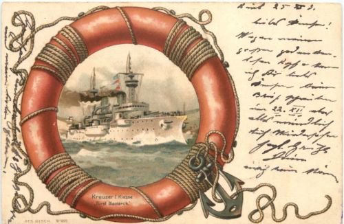Kreuzer Fürst Bismarck - Litho
