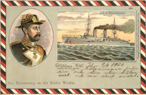 Gruss aus Kiel - SMS Prinz Heinrich - Litho