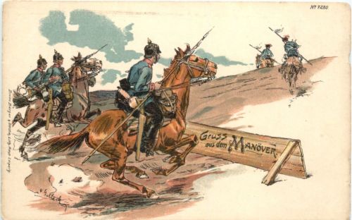 Gruss aus dem Manöver - Litho