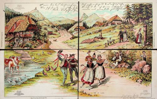 Schwarzwald - Künstler Ak - Combinierte Serien Postkarte komplett