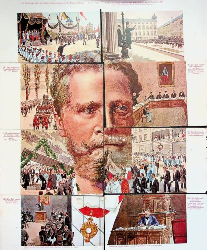 Dr. Carl Lugner Fronleichnamszug - Badeni - 8er Serie komplett - Künstler Sign. O. Merte