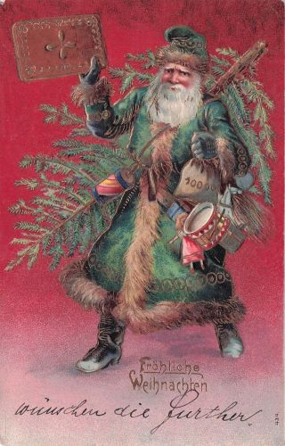 Weihnachtsmann Lithographie Fröhliche Weihnachten