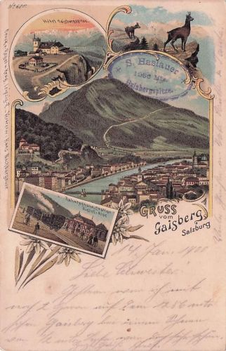 Gruss vom Gaisberg - Salzburg Ansichtskarte Litho