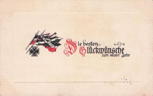 1915 Neujahr Schwarz-Weiß-Rot Reichskriegsflagge AK Kriegsfeiertag
