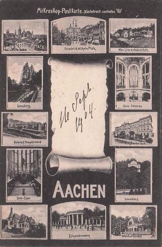 Aachen Mikroskopkarte: Platz, Linzenhäuschen, Bahnhof 1906