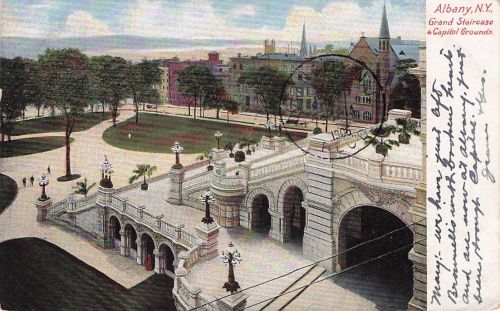 Postkarte Grand Staircase & Capitol Grounds Albany New York USA