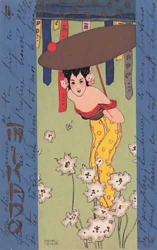 Künstler-AK Raphael Kirchner: Schöne Japanerin