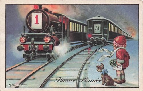 Bonne Annee - Kinder mit Zug