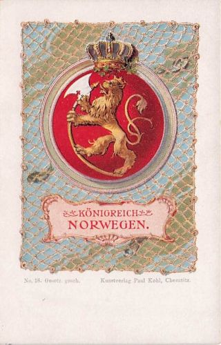 KONIGRE NORWEGEN. Gesetz. gesch. Kunstverlag Paul Kohl, Chemnitz.