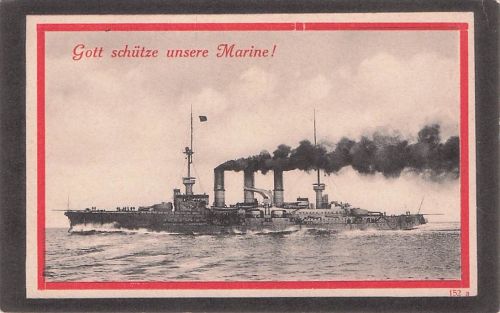 Passepartout Ak Deutsches Kriegsschiff, Gott schütze unsere Marine