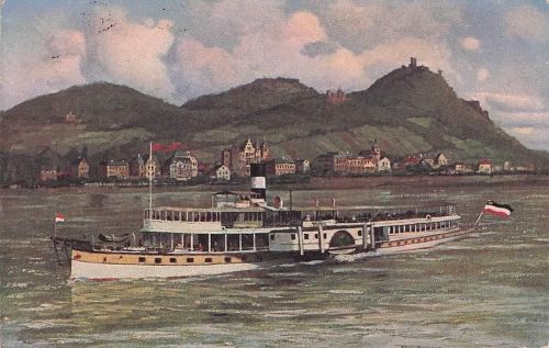 DAMPFSCHIFFAHRT RHEIN nach Ölgemälde Paul Pützhofen - Bingen am Rhein